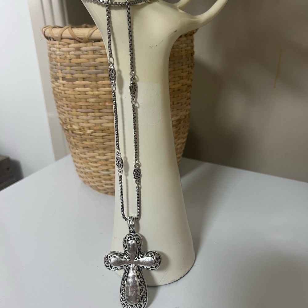 Unique Silver Cross Necklace & Silver Filagree Ring - Picture 2 of 16